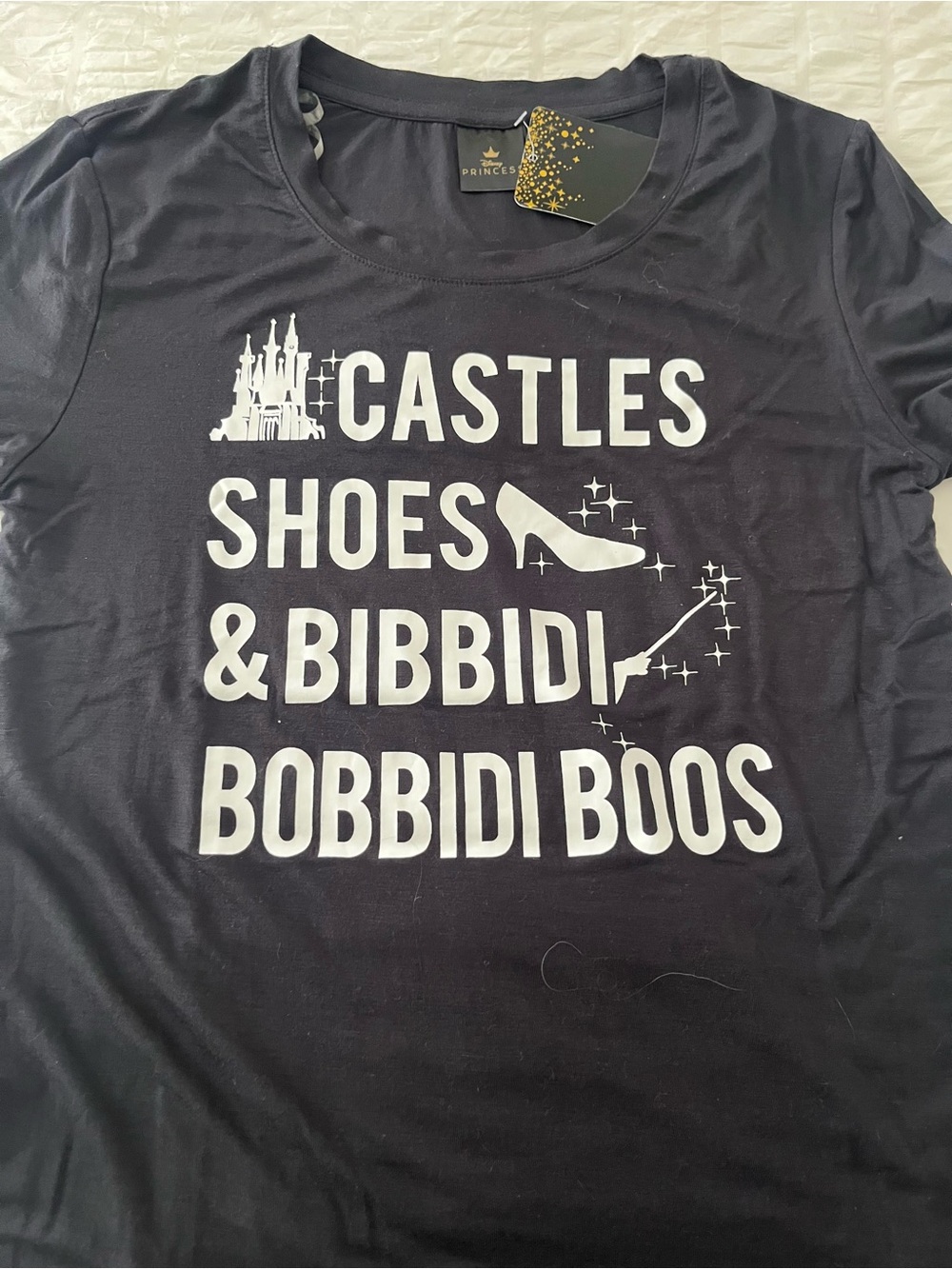 NWT Disney Cinderella  Black Graphic Tee Size XS